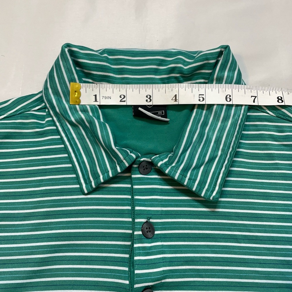 Nike Golf Dri-Fit UV Polo Shirt XL Green Striped Athletic Stretch Performance - Picture 9 of 12